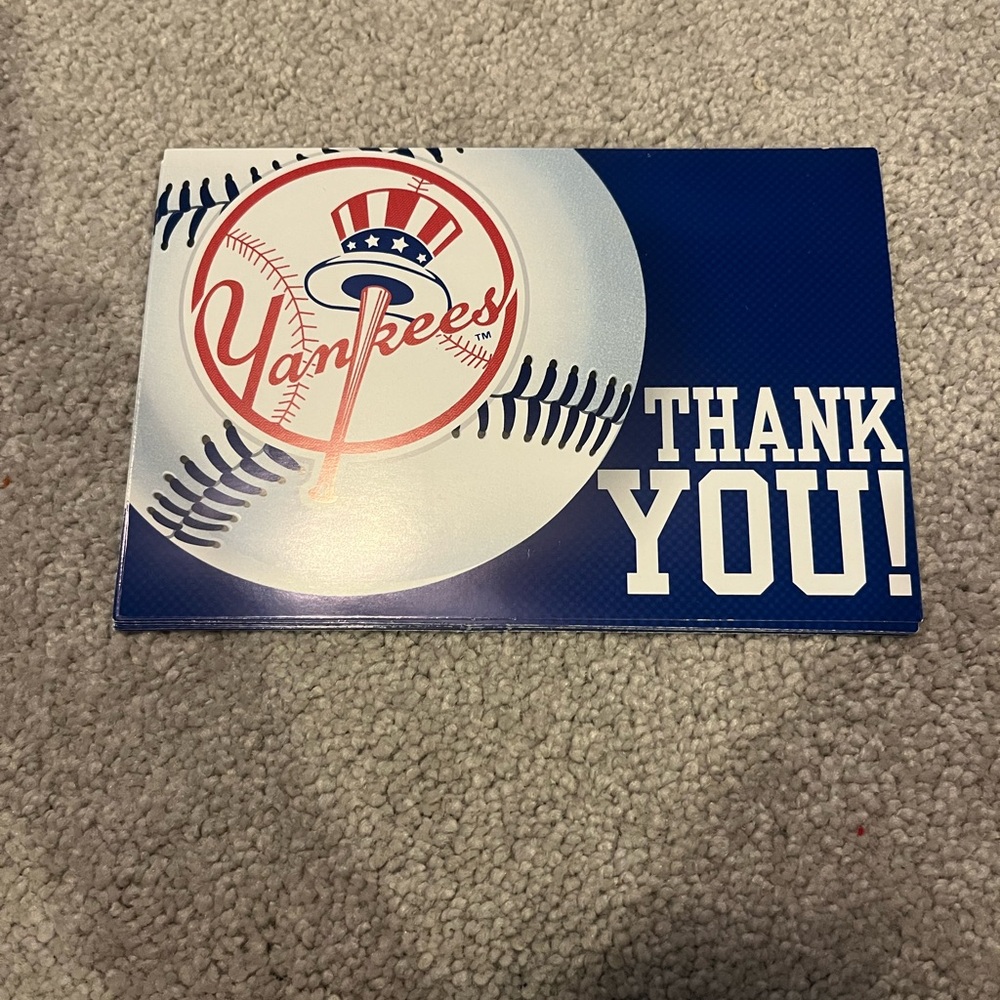 Yankees logo with Blue and White Thank You postcard. Set of 8